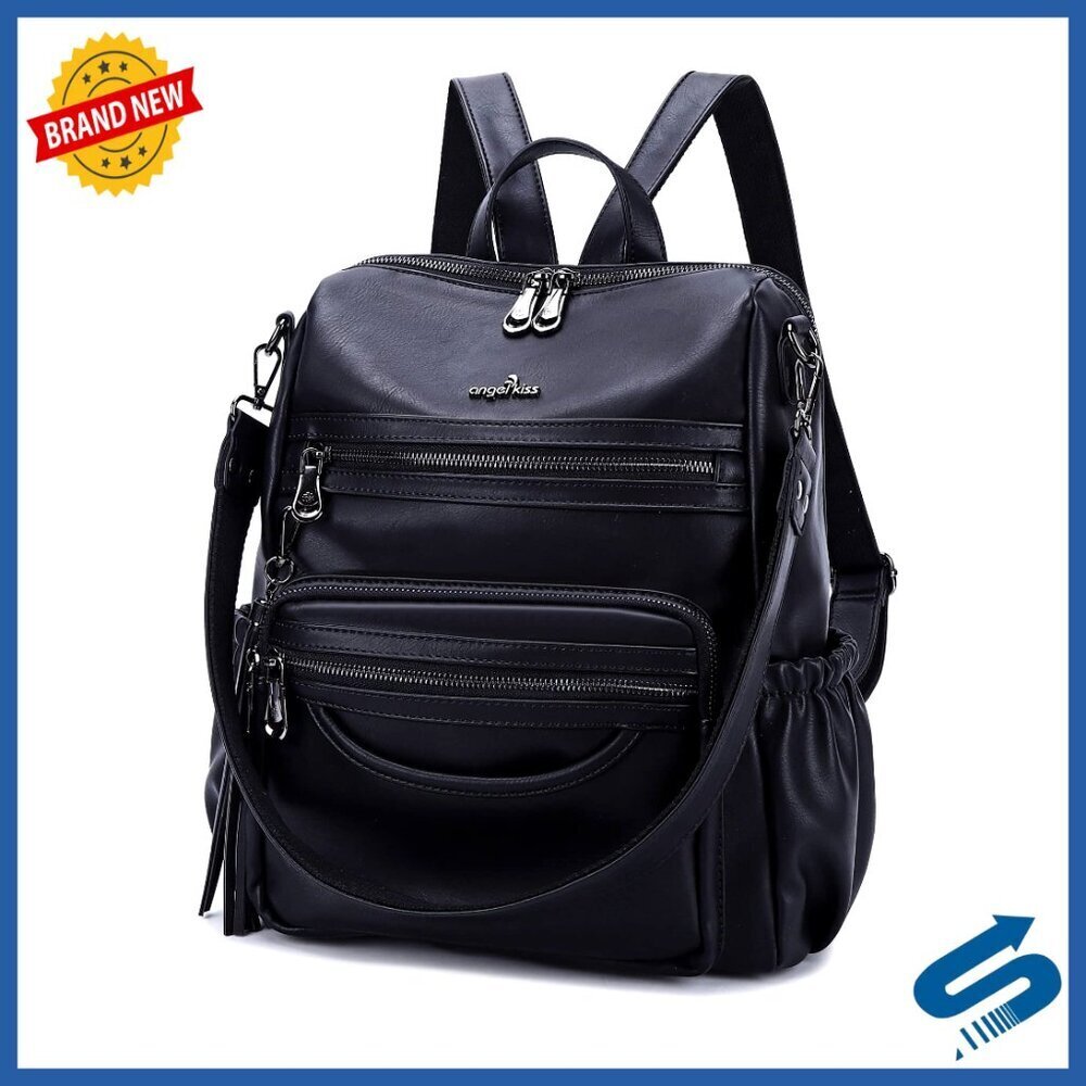 PU Leather Backpack Purse Multi-Pocket Casual Convertible Shoulder Bag